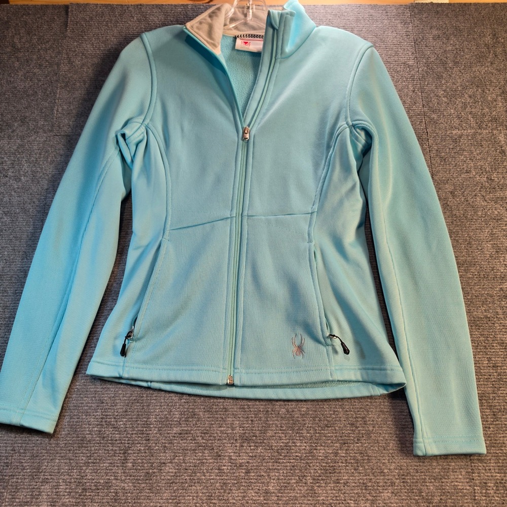 Spyder Core Sweater Women Small Light Blue Excellent Full Zip Fleece Jacket
